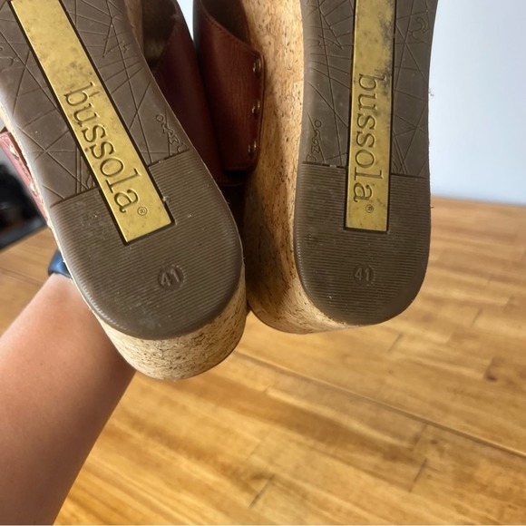 Bussola Maggie Brown Leather Strappy Wedge Heel Sandals Size 41 - Picture 5 of 7